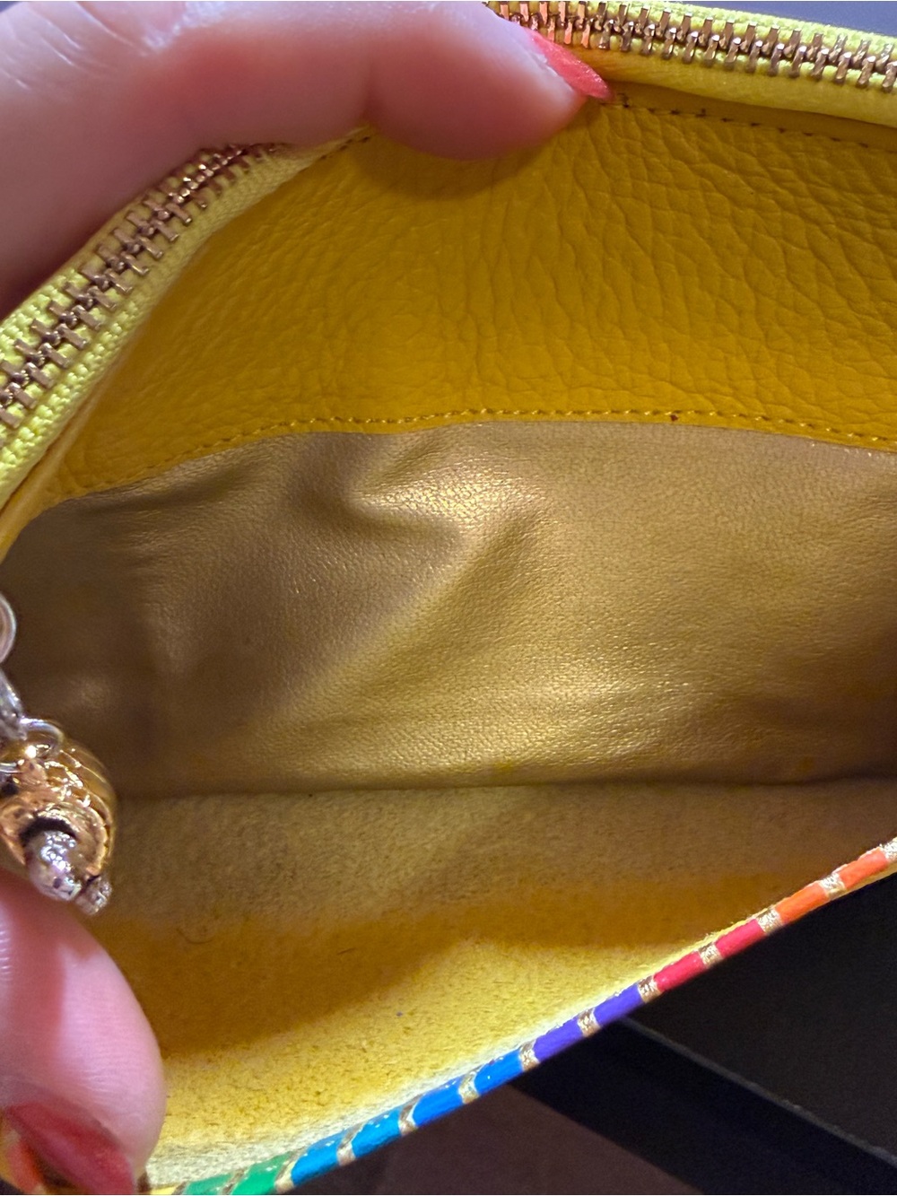 Leather Zip Wallet/pouch  with Rainbow Trim from Japan with cute turtle Sharm - Picture 4 of 10